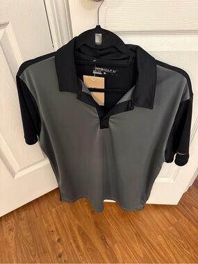 Nike Men's Gray and Black Golf Polo large
